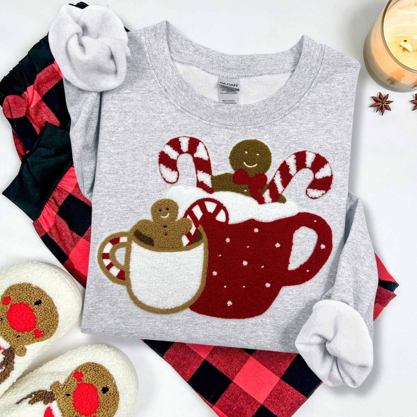 Gingerbread cup sweater (chenille patch)