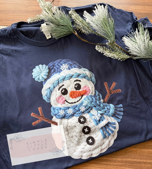 Blue snowman (3D crochet effect)