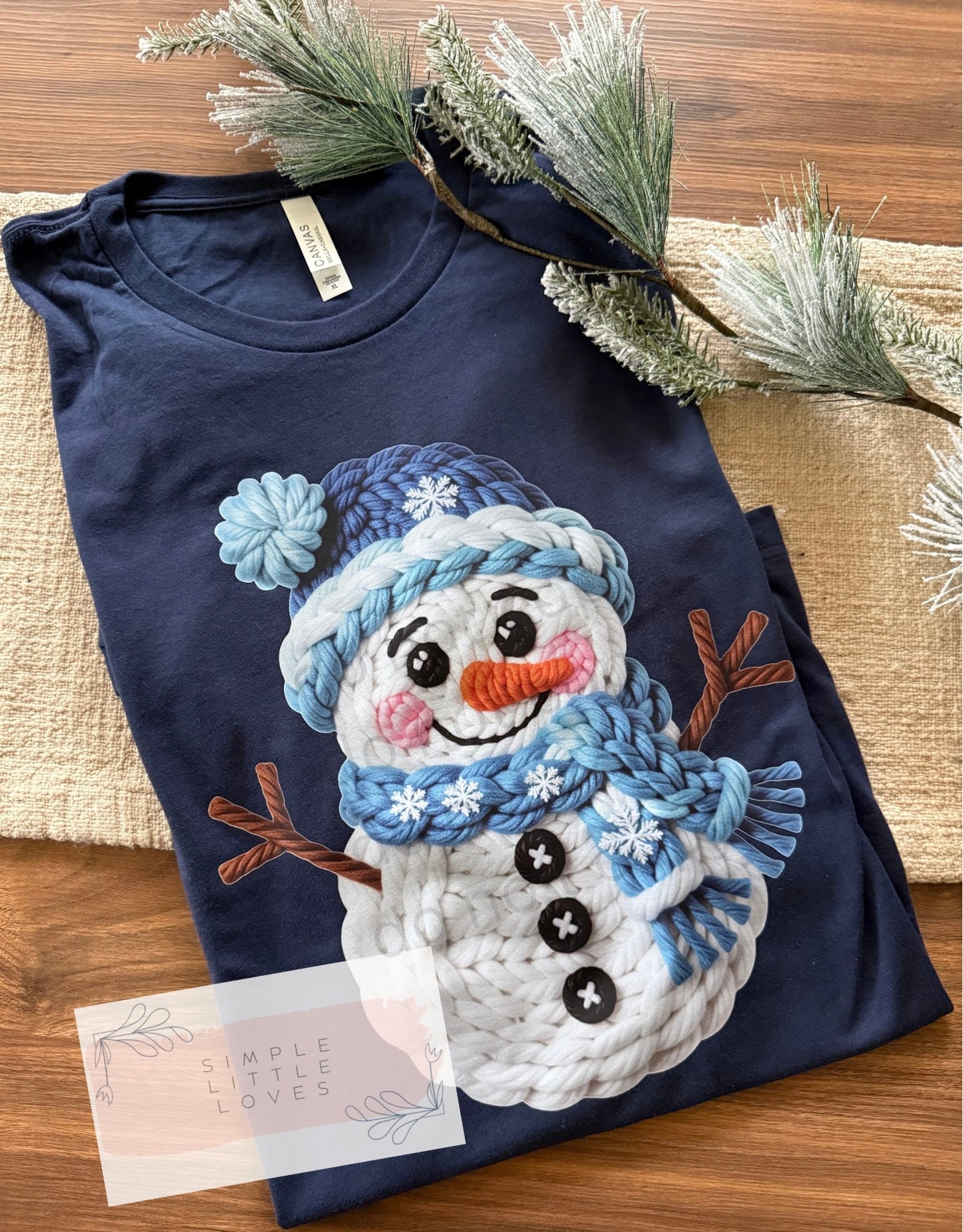 Blue snowman (3D crochet effect)