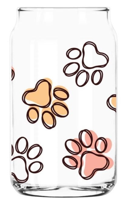 Paw Print 16oz Glass Cup